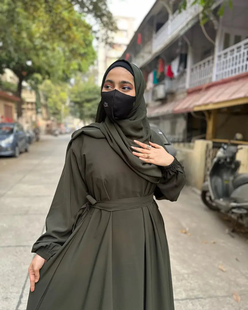 Women s Imported Soft Nida Fabric Puff Sleeves Abaya Burkha with