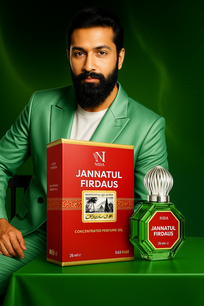 Jannatul Firdaus Attar Notes Fresh-Spicy Green Floral-Lily-Rose Jasmine-Powdery Perfume Non-Alcoholic Roll-On Long-Lasting Fragrance 20ml