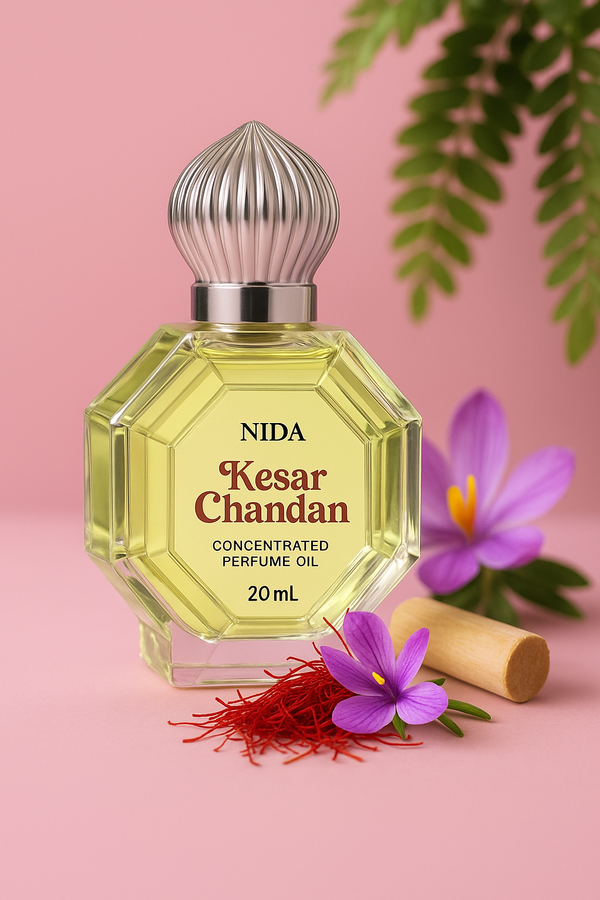 Kesar Chandan Attar for Men and Women Unisex | Notes Floral-Spicy Woody Ambery | Perfume Non-Alcoholic Roll-On Long-Lasting Fragrance 20ml
