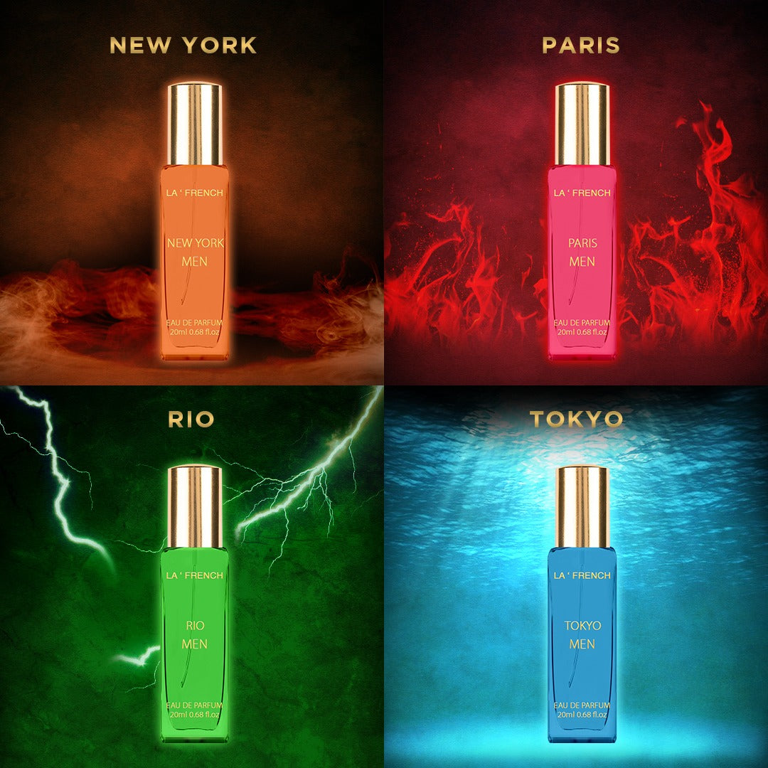 LA' FRENCH Luxury Perfume Collection Unisex Long-Lasting Fragrance Gift Set 4 Bottles of 80ml Each