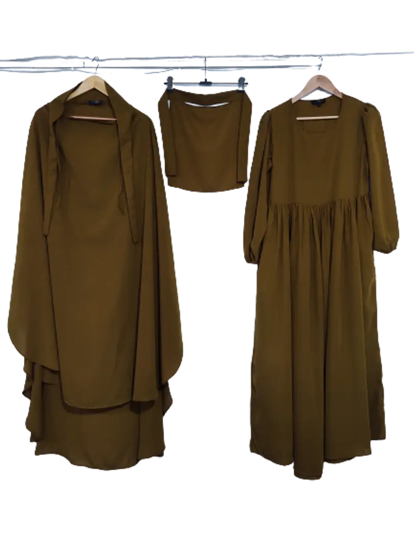 3 pcs set of Abaya Khimer and Nose piece