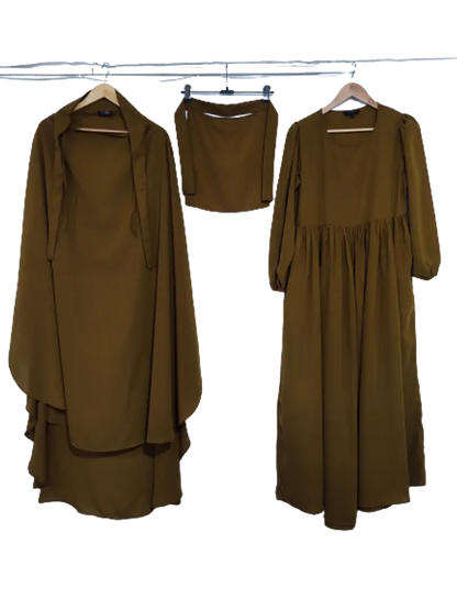 3 pcs set of Abaya Khimer and Nose piece