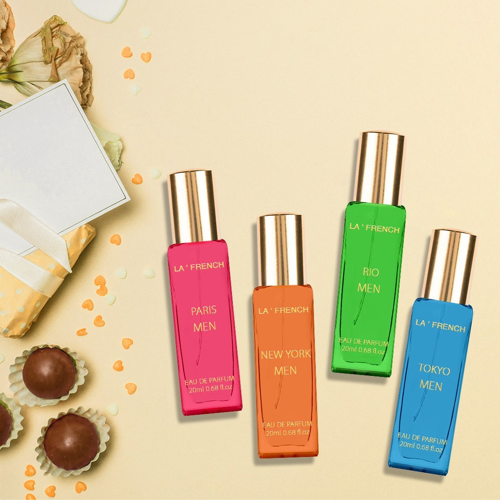 LA' FRENCH Luxury Perfume Collection Unisex Long-Lasting Fragrance Gift Set 4 Bottles of 80ml Each