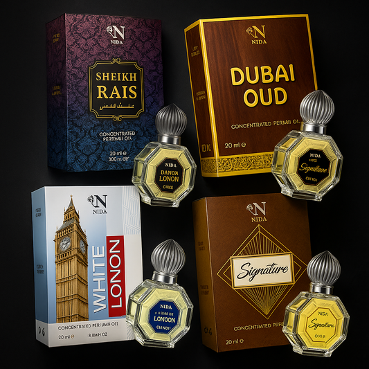 Elite Attar Combo Set (Pack of 4) – Premium, Long-Lasting, Non-Alcoholic Roll-Ons