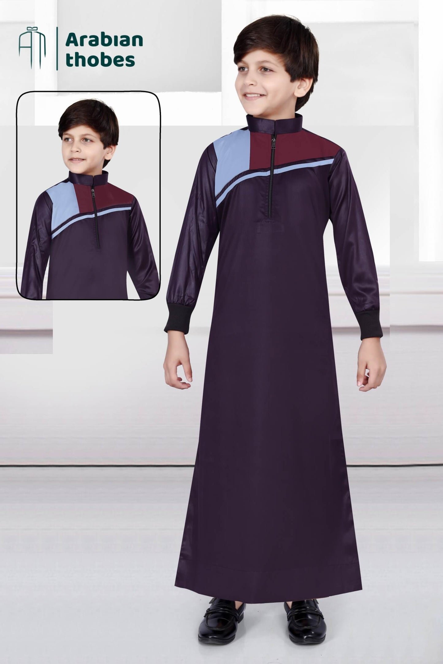 Maroon Pattern Thobe for Boys