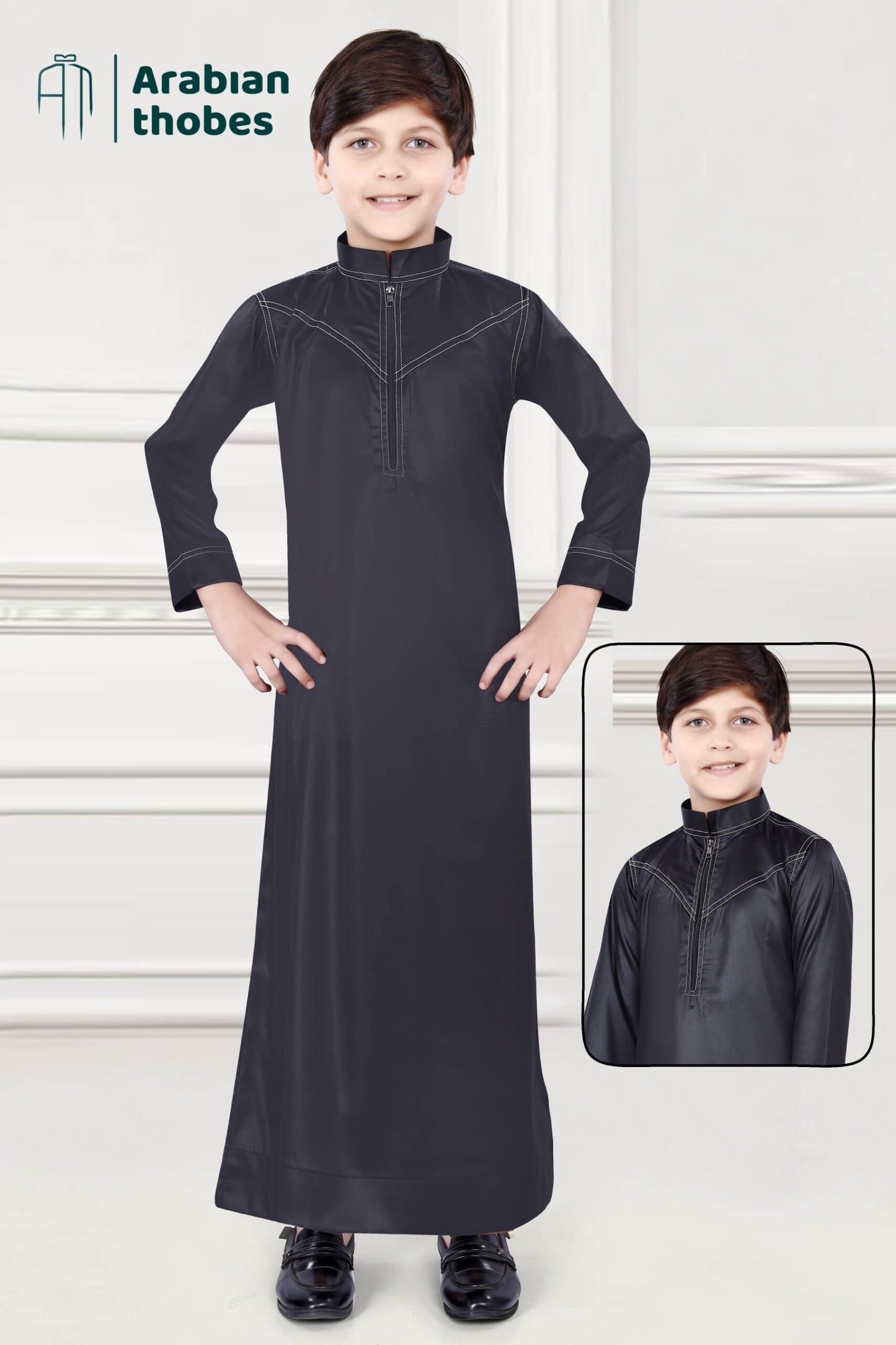 Black Moon Pattern Thobe for Boys