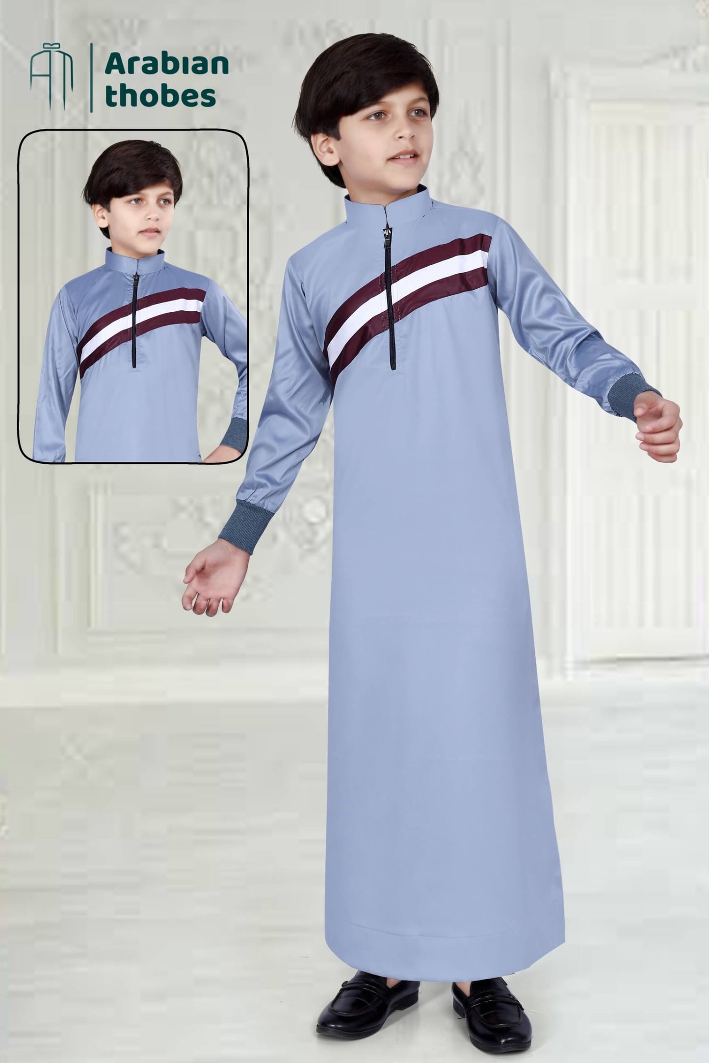 Suku Blue Pattern Thobe for Boys