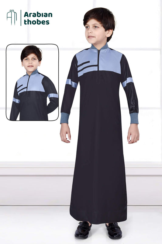 Black Mass Pattern Thobe for Boys