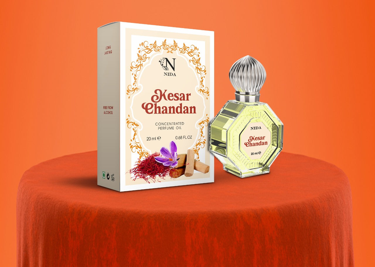 Kesar Chandan Attar for Men and Women Unisex | Notes Floral-Spicy Woody Ambery | Perfume Non-Alcoholic Roll-On Long-Lasting Fragrance 20ml