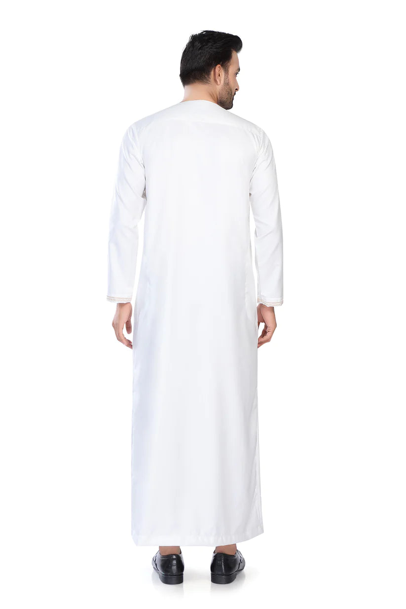 Embroidery Omani Thobe White