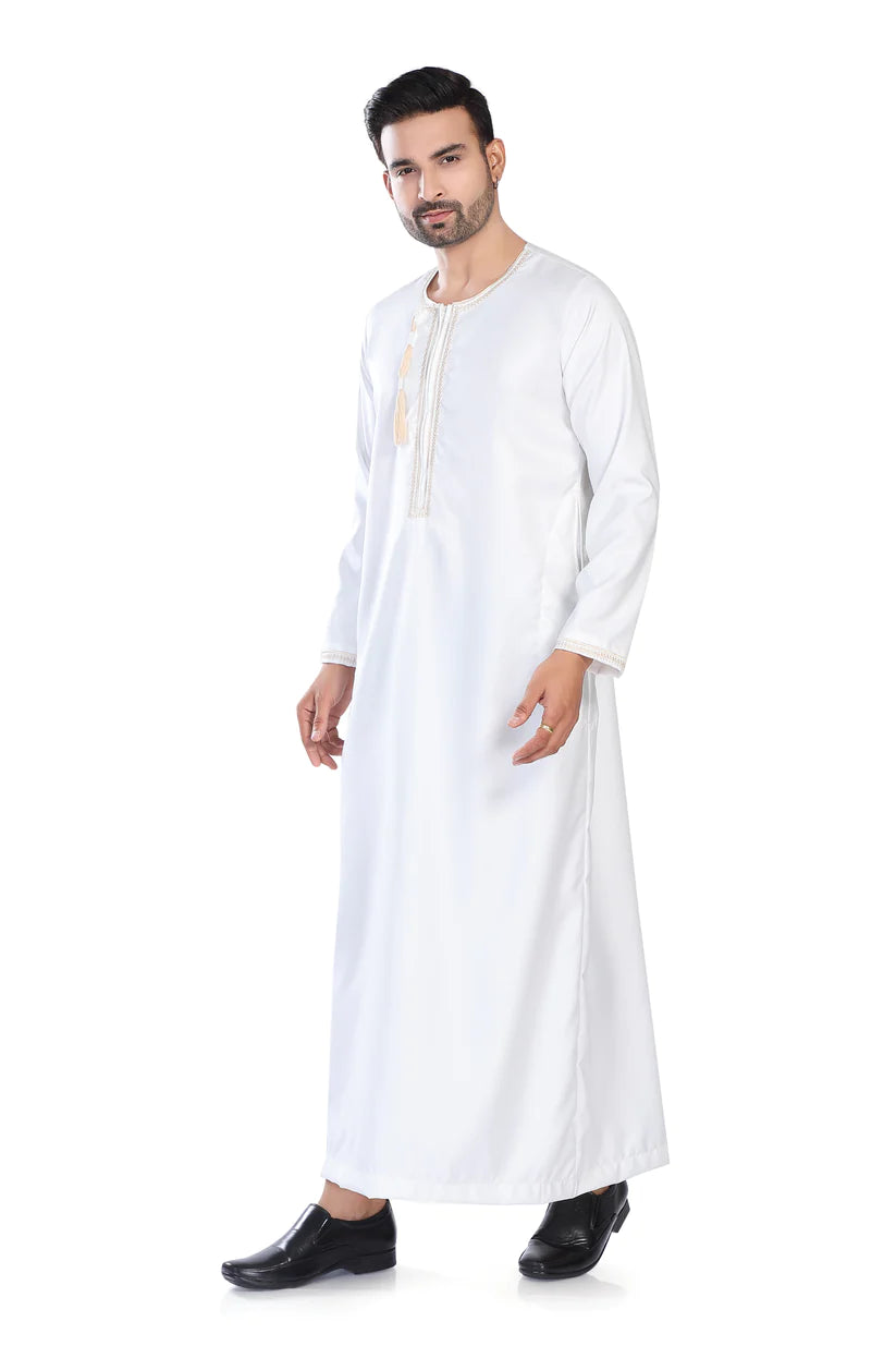 Embroidery Omani Thobe White