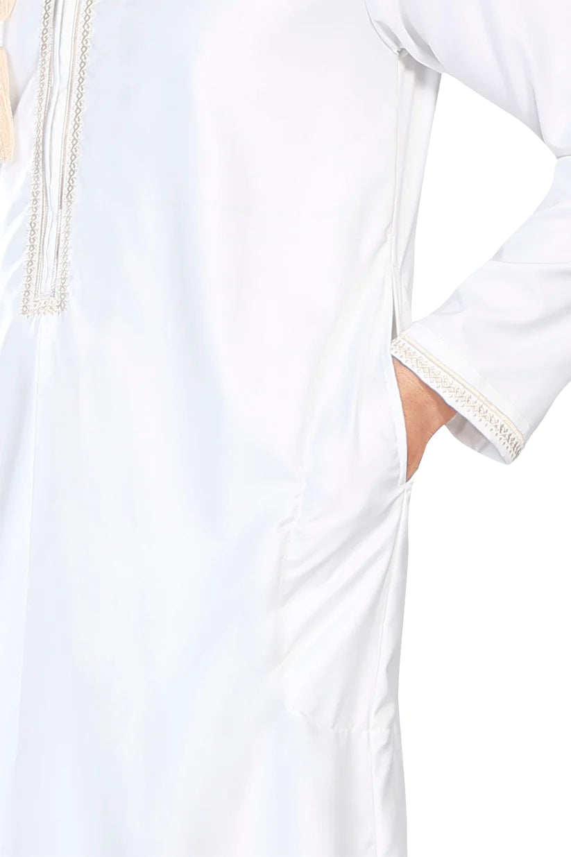 Embroidery Omani Thobe White