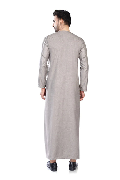 Embroidery Omani Thobe Grey