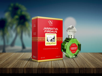 Jannatul Firdaus Attar Notes Fresh-Spicy Green Floral-Lily-Rose Jasmine-Powdery Perfume Non-Alcoholic Roll-On Long-Lasting Fragrance 20ml