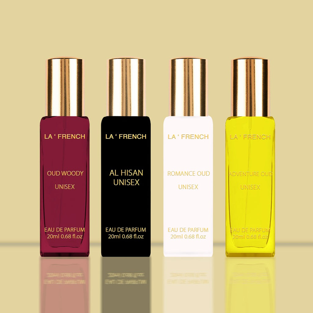 LA' FRENCH Luxury Perfume Collection Unisex Long-Lasting Fragrance Gift Set 4 Bottles of 80ml Each