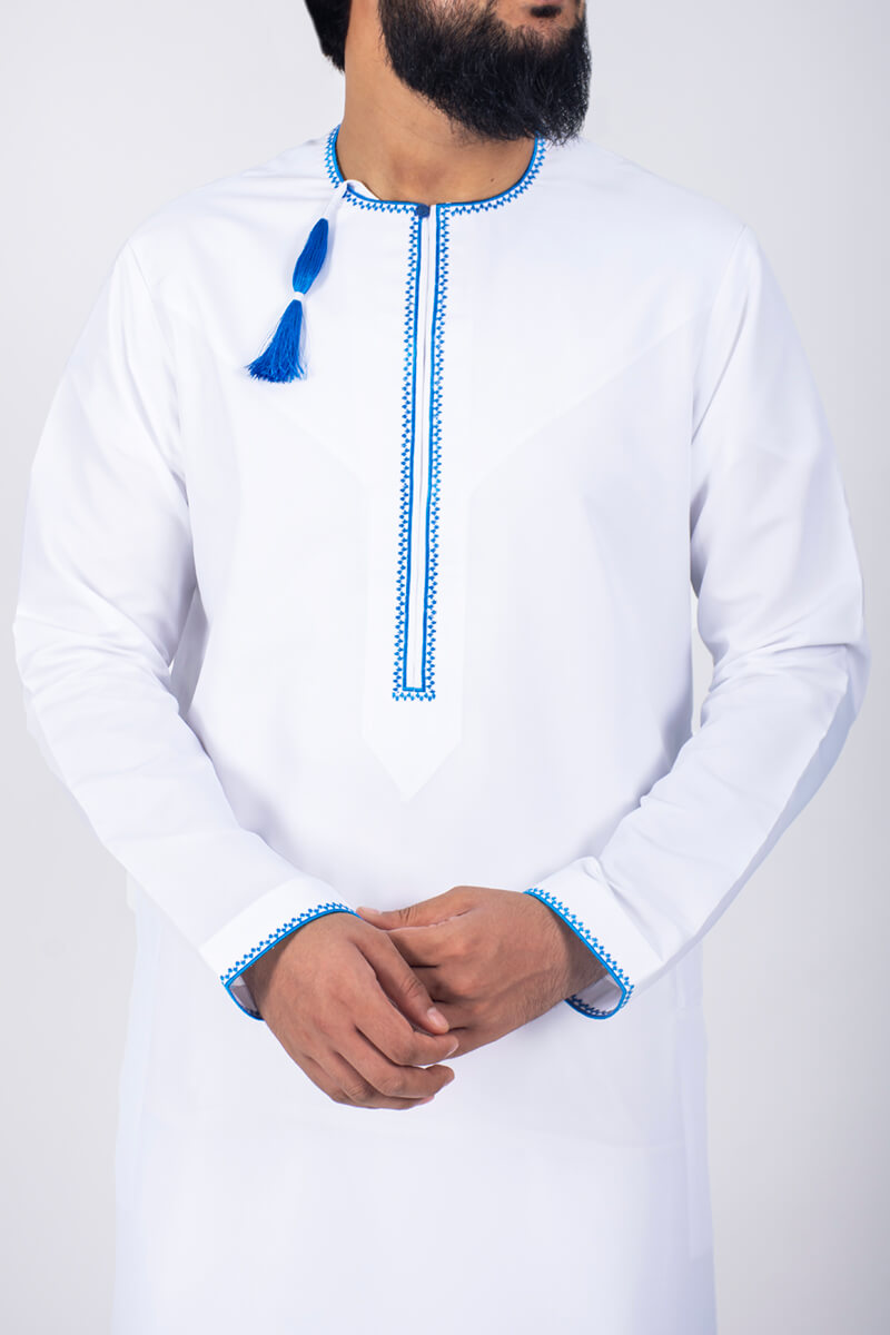 Embroidery Omani Thobe white