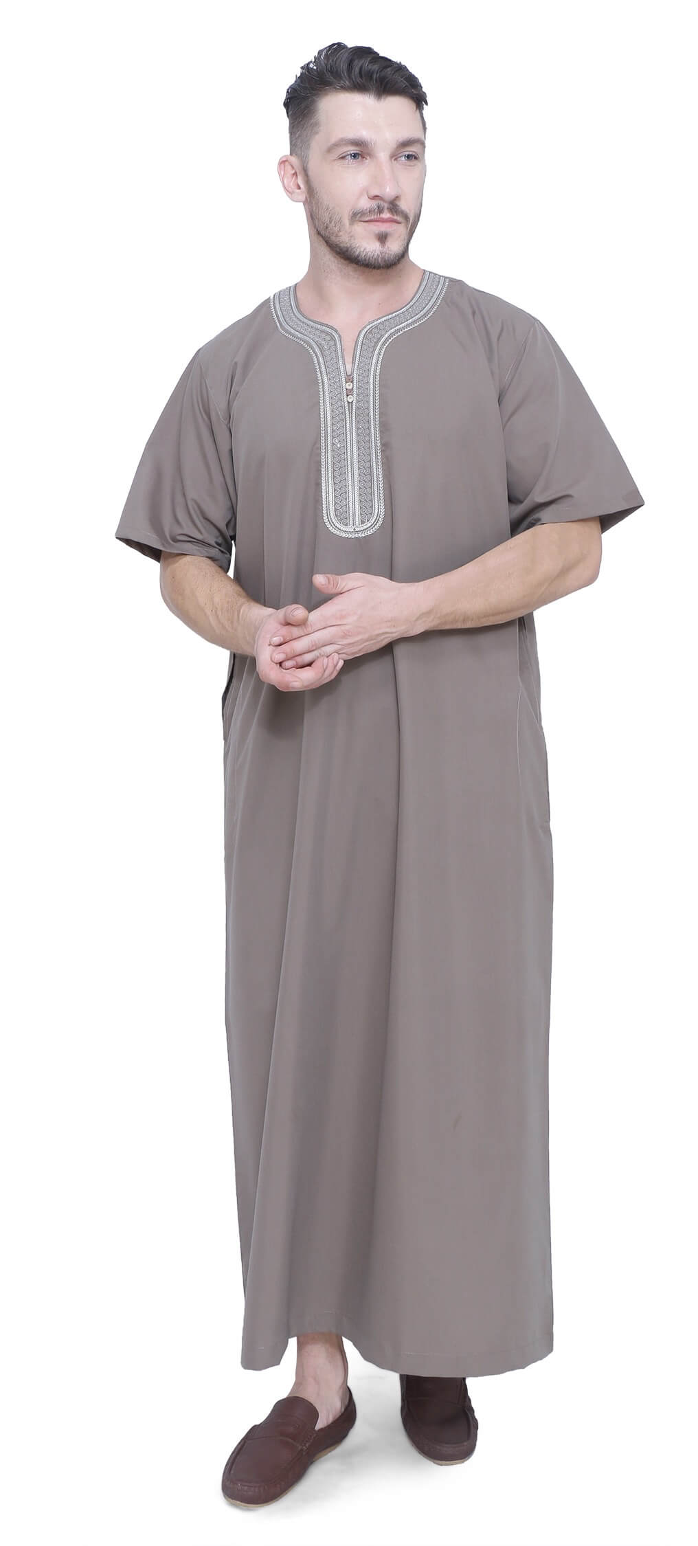 Moroccan Embroidery Thobe for Men Premium Kandura / Jubba / Islamic Kurta