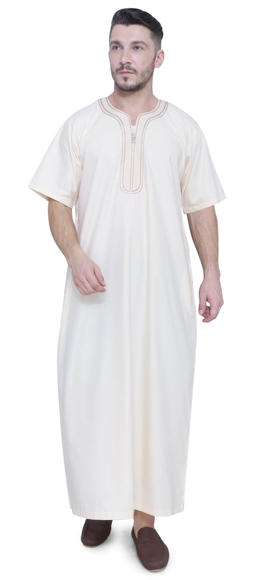 Moroccan Embroidery Thobe for Men Premium Kandura / Jubba / Islamic Kurta