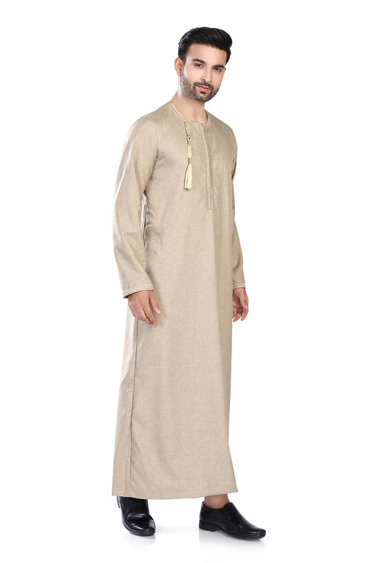 Embroidery Omani Thobe Camel