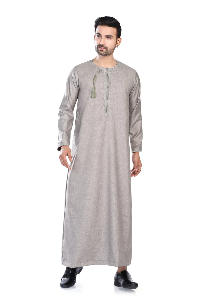 Premium Embroidered Thobe for Men – Saudi Kandura / Jubba / Islamic Kurta