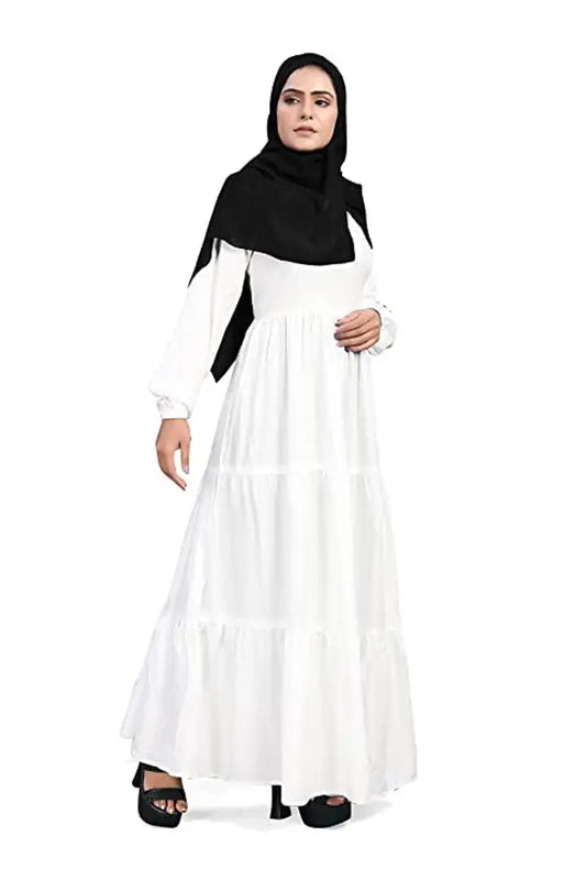 Contemporary White Rayon Burqa For Women