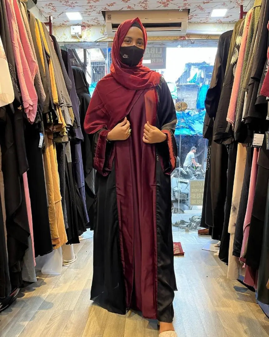 Fancy Shrugs Abaya Beautiful Maroon To Black