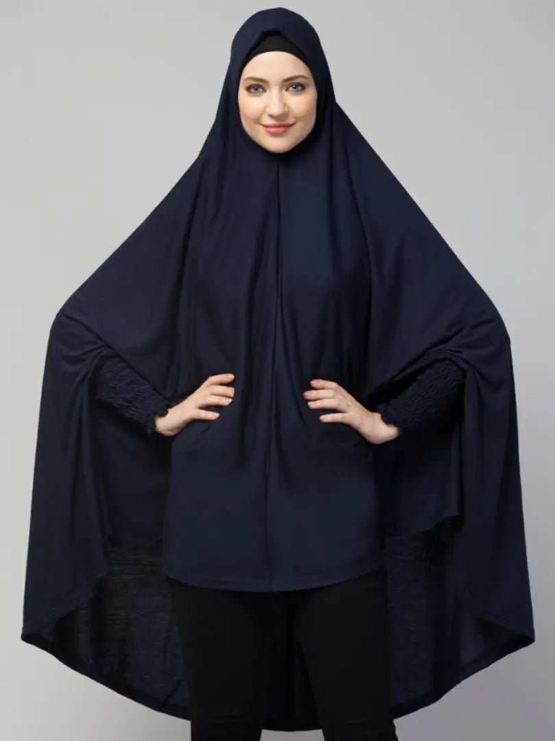 Nazneen stretchable Jersey smoking at sleeve Jilbab cum prayer khimar ...