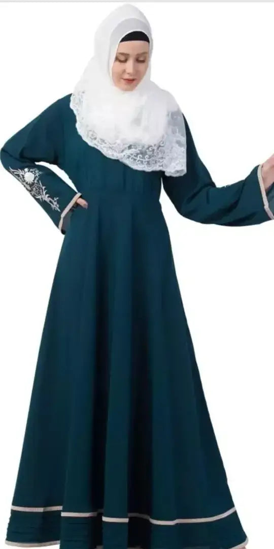 Contemporary Green Cotton Blend  Abaya For Women