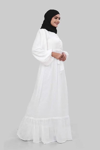 Contemporary White Rayon Burqa For Women