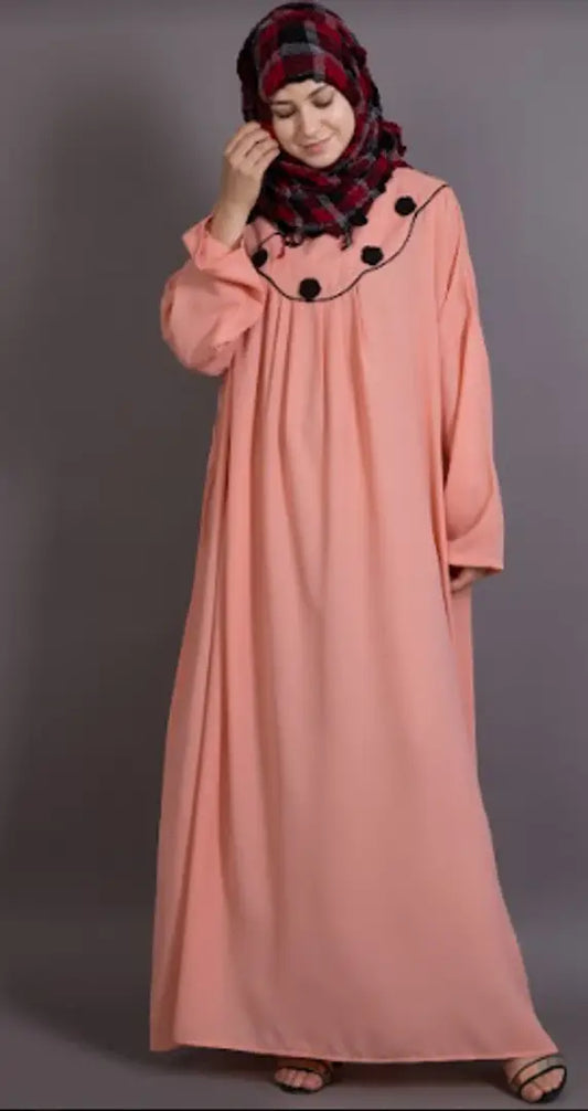 Contemporary Peach Polyester Summer Cool Abaya For Women