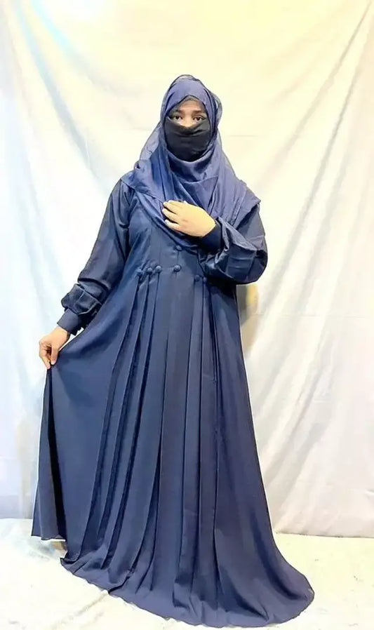 ANABIYA PRIYA COLLECTION Contemporary BLUE Cotton Blend Solid Abaya For Women PACK OF single