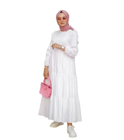 Contemporary White Rayon Burqa For Women