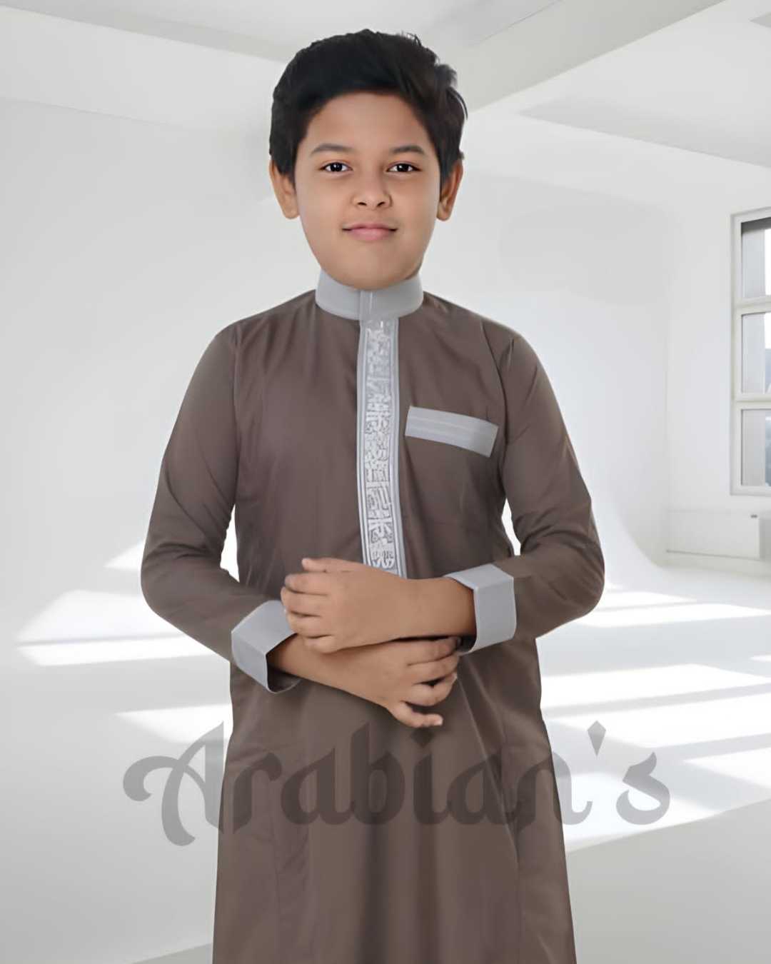 Brown Aplos Thobe for Boys