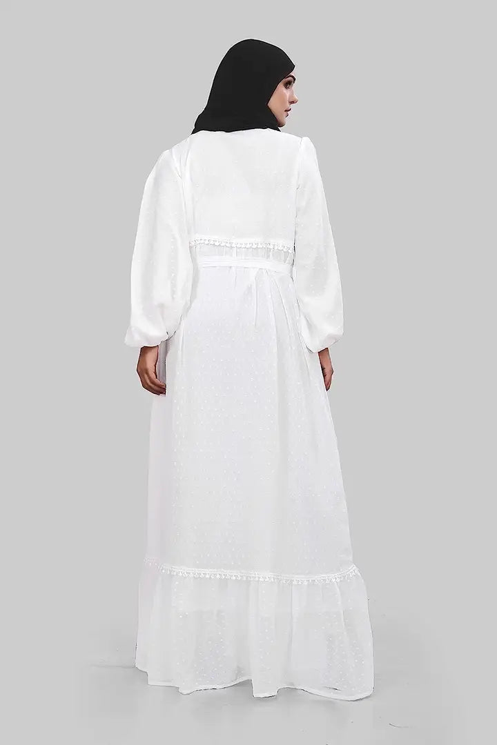 Contemporary White Rayon Burqa For Women