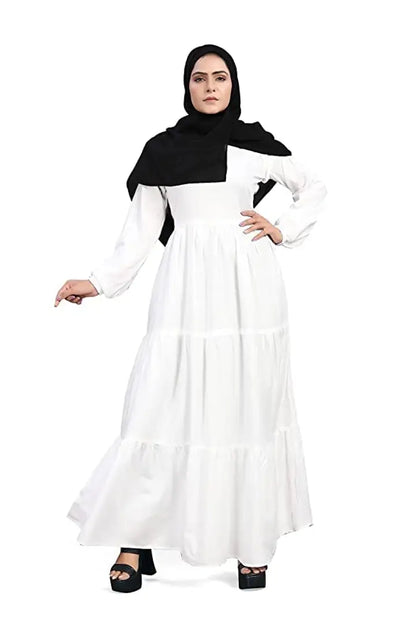 Contemporary White Rayon Burqa For Women