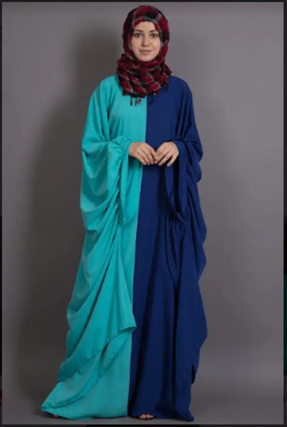 Contemporary Blue Polyester Crepe Abaya For Women