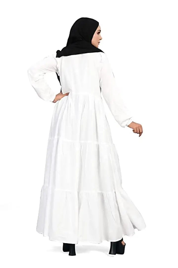 Contemporary White Rayon Burqa For Women