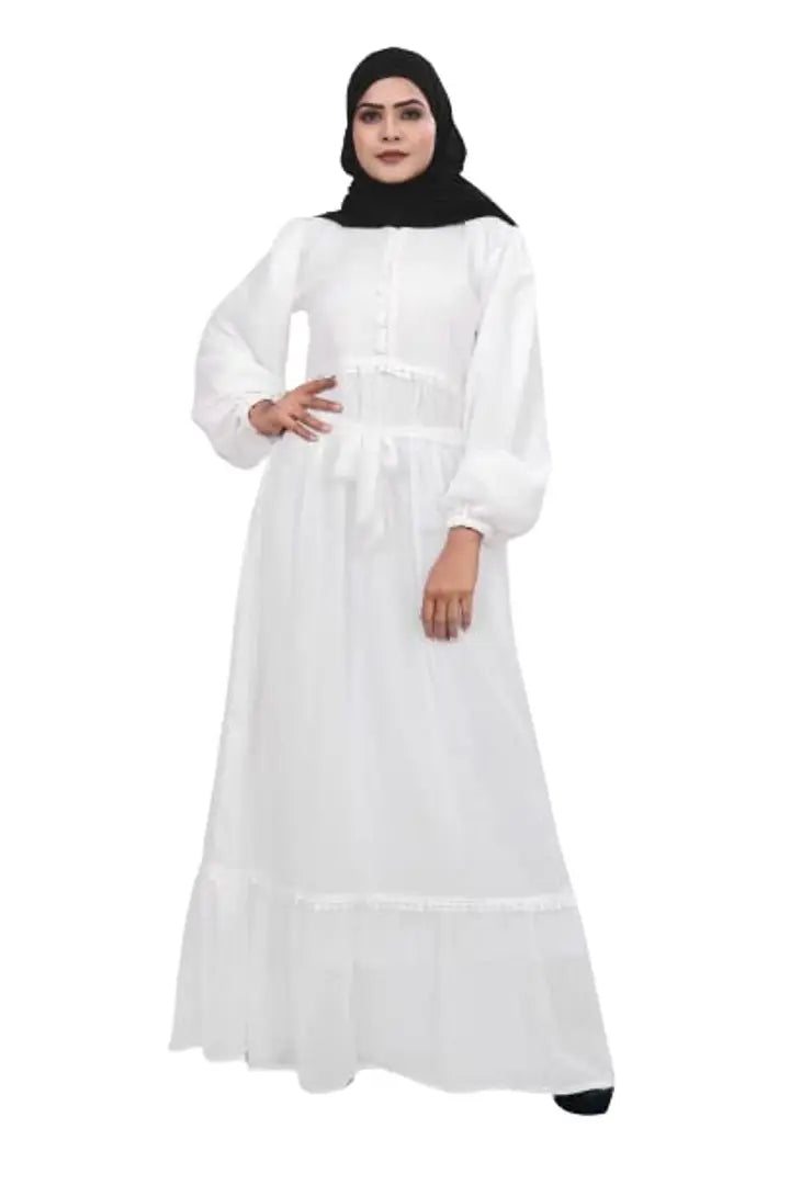 Contemporary White Rayon Burqa For Women